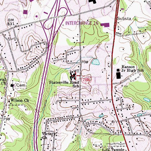 Topographic Map of Statesville Road Elementary School, NC