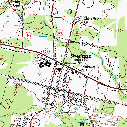 Topographic Map of Stedman, NC