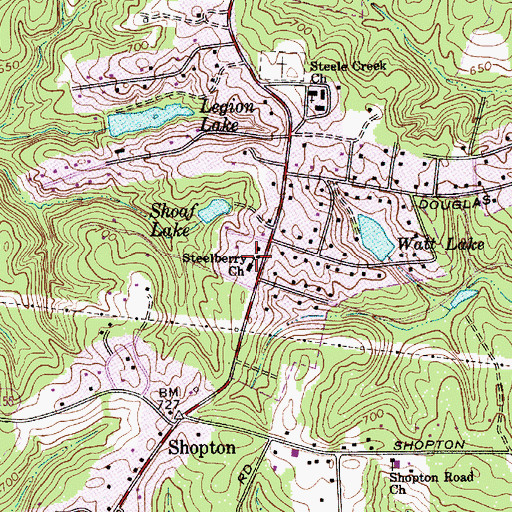Topographic Map of Steelberry Church, NC