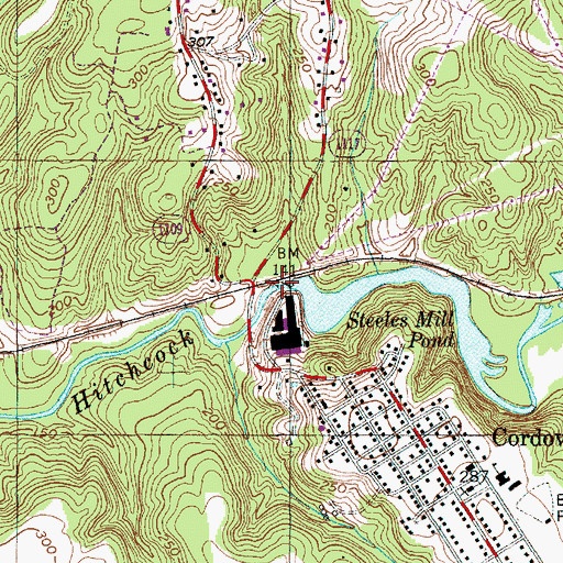Topographic Map of Steeles Mill Pond, NC