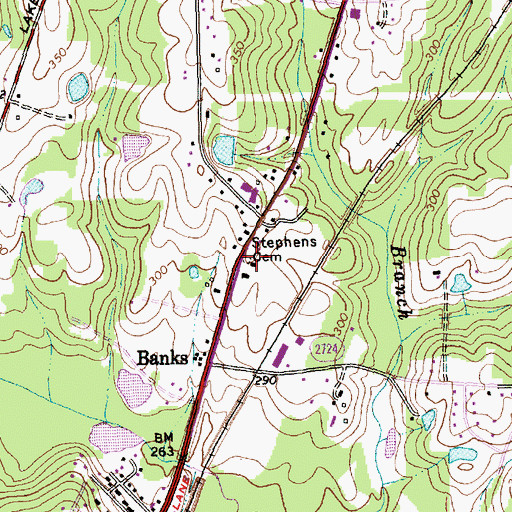 Topographic Map of Stephens Cemetery, NC