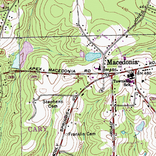 Topographic Map of Stephens Cemetery, NC
