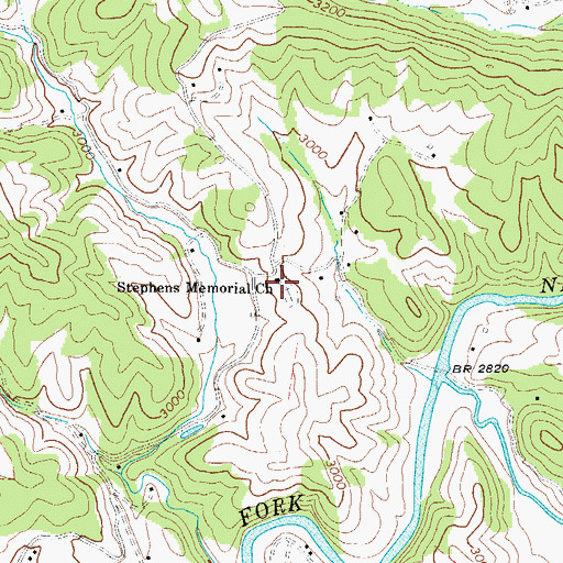 Topographic Map of Stephens Memorial Church, NC
