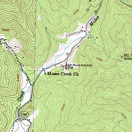 Topographic Map of Stephenson Cemetery, NC