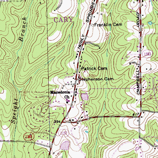 Topographic Map of Stephenson Cemetery, NC