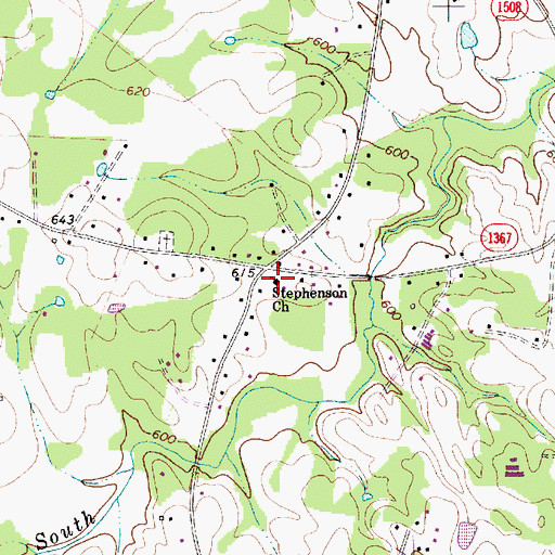 Topographic Map of Stephenson Church, NC