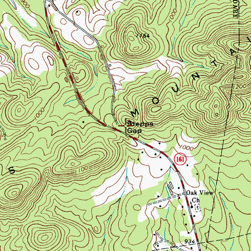 Topographic Map of Stepps Gap, NC