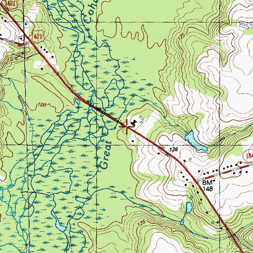 Topographic Map of Stevens Bridge, NC