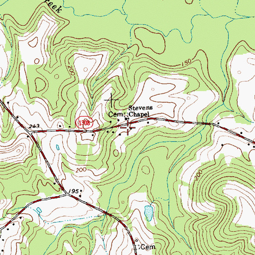 Topographic Map of Stevens Chapel, NC