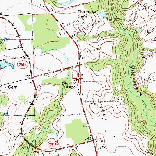 Topographic Map of Stevens Chapel, NC