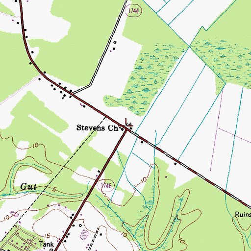 Topographic Map of Stevens Church, NC