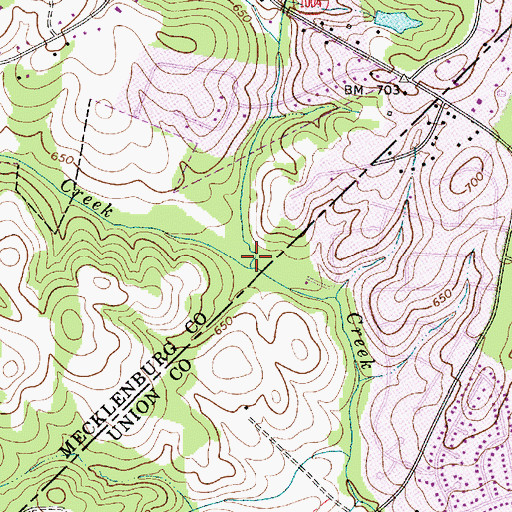 Topographic Map of Stevens Creek, NC