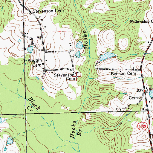 Topographic Map of Stevenson Cemetery, NC