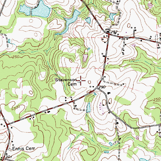 Topographic Map of Stevenson Cemetery, NC