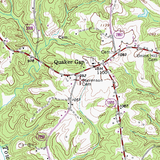 Topographic Map of Stevenson Cemetery, NC