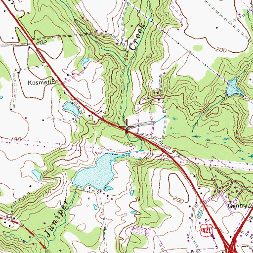 Topographic Map of Stewart Creek, NC