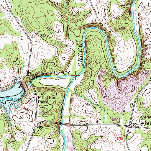 Topographic Map of Stewarts Creek, NC
