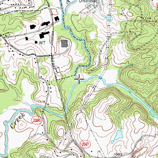 Topographic Map of Stewarts Creek, NC