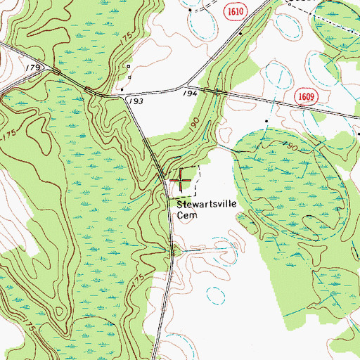 Topographic Map of Stewartsville Cemetery, NC