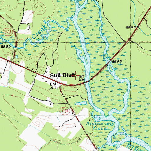 Topographic Map of Still Bluff, NC