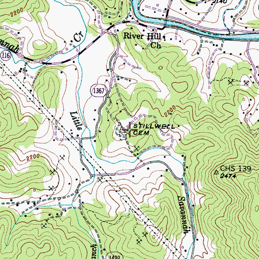 Topographic Map of Stillwell Cemetery, NC