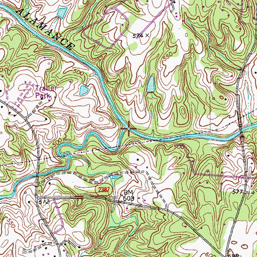 Topographic Map of Stinking Quarter Creek, NC