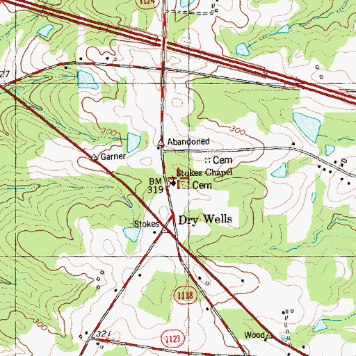 Topographic Map of Stokes Chapel, NC