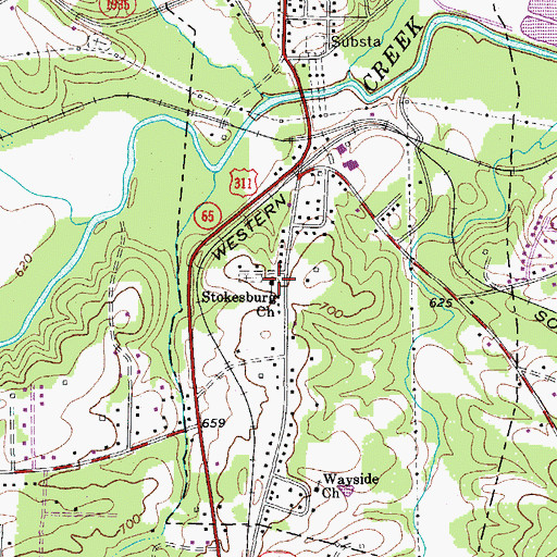 Topographic Map of Stokesburg Methodist Church, NC