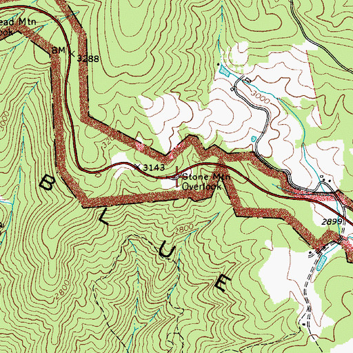 Topographic Map of Stone Mountain Overlook, NC