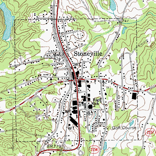 Topographic Map of Stoneville, NC