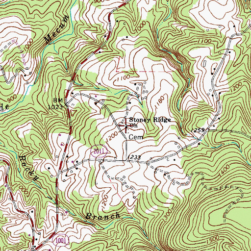 Topographic Map of Stoney Ridge Baptist Church, NC