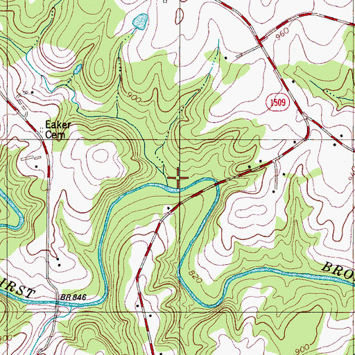 Topographic Map of Stoney Run Creek, NC