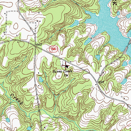 Topographic Map of Stony Creek Church, NC
