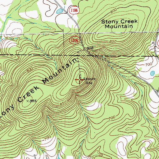Topographic Map of Stony Creek Mountain, NC