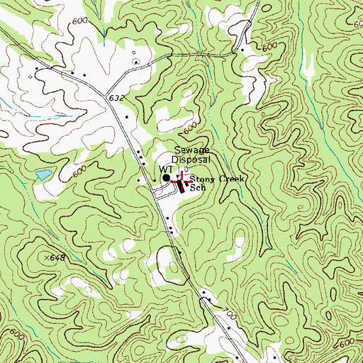 Topographic Map of Stony Creek School, NC