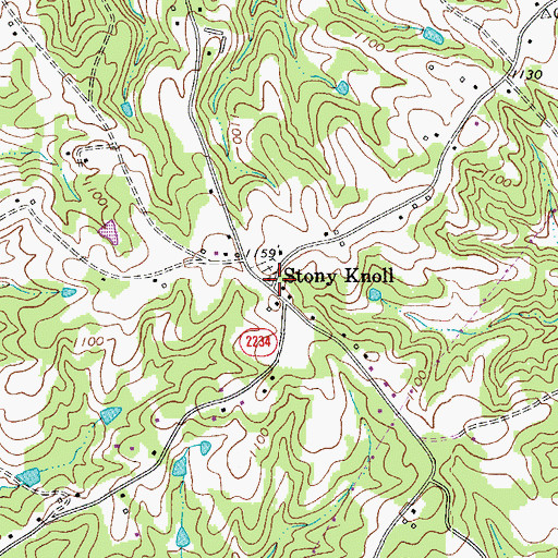 Topographic Map of Stony Knoll, NC