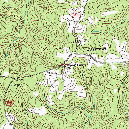 Topographic Map of Stony Lawn Church, NC