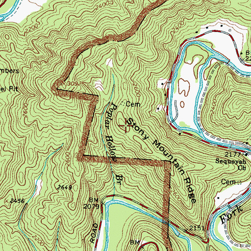 Topographic Map of Stony Mountain Ridge, NC