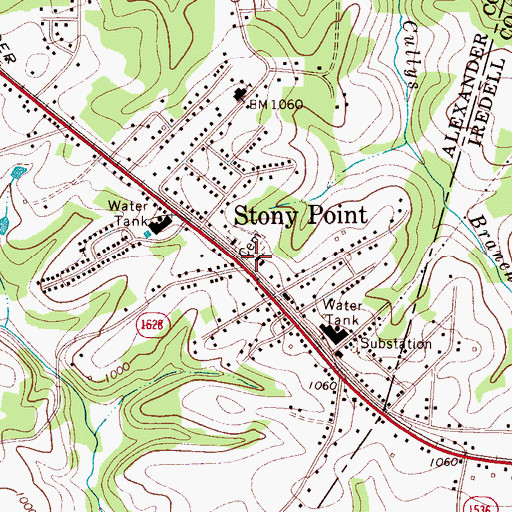 Topographic Map of Stony Point, NC