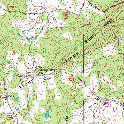 Topographic Map of Stony Ridge, NC
