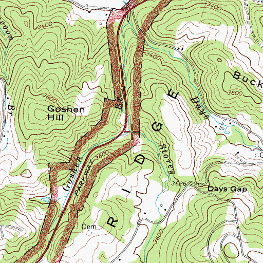 Topographic Map of Storey Branch, NC
