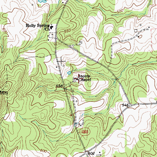 Topographic Map of Stouts Chapel, NC