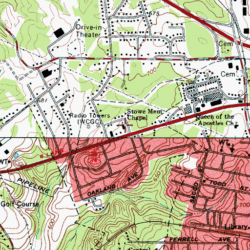 Topographic Map of Stowe Memorial Chapel, NC
