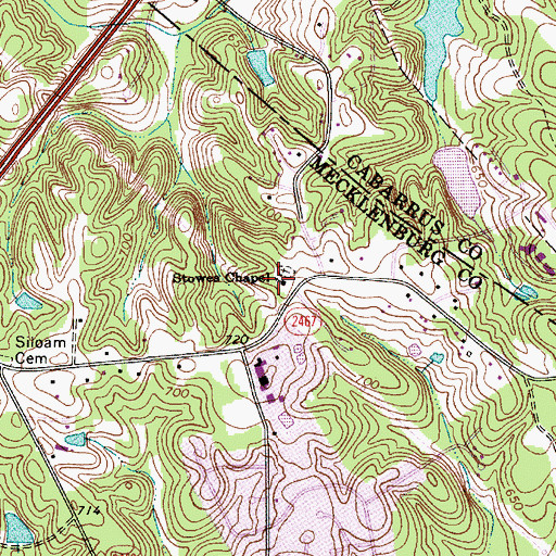 Topographic Map of Stowes Chapel, NC