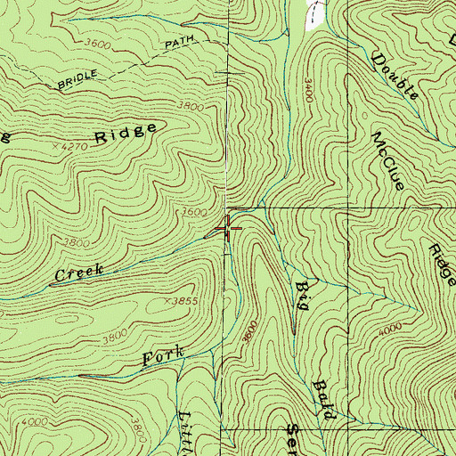 Topographic Map of Straight Creek, NC