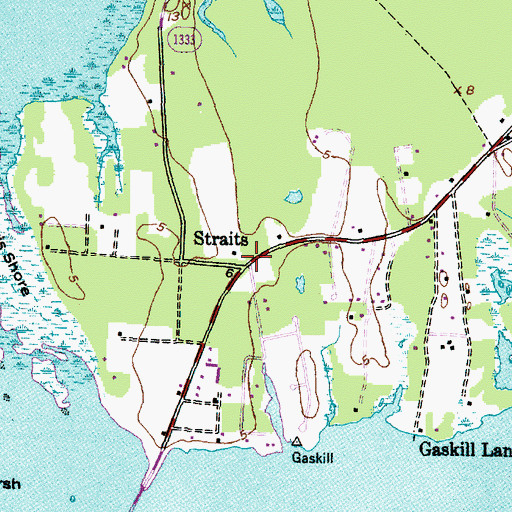 Topographic Map of Straits, NC