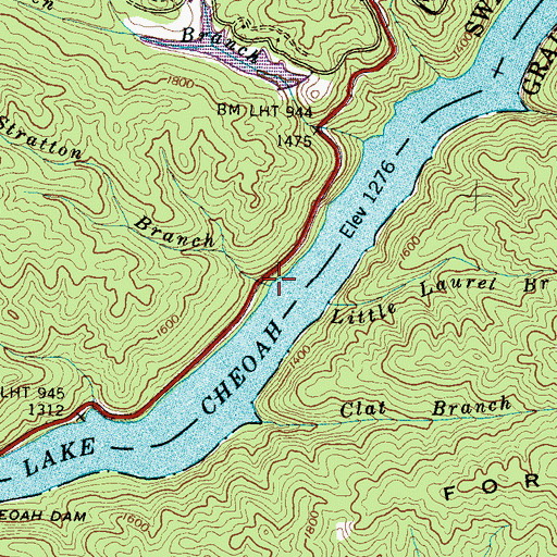 Topographic Map of Stratton Branch, NC