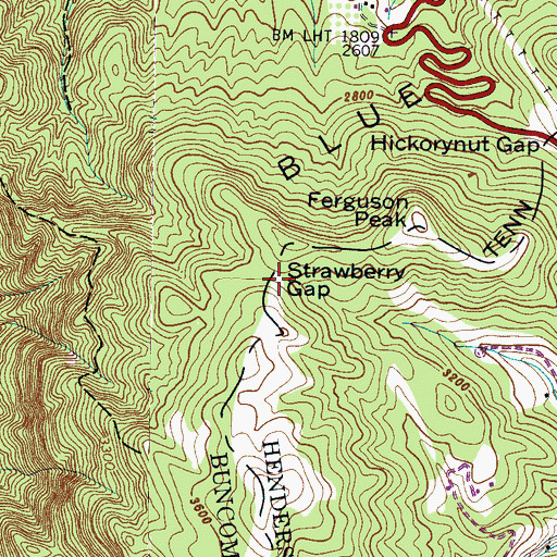 Topographic Map of Strawberry Gap, NC