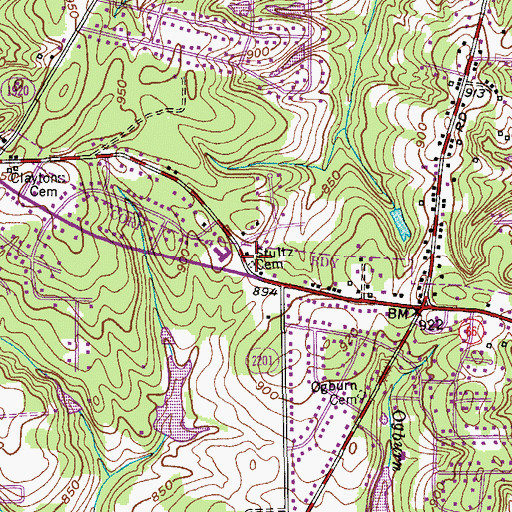 Topographic Map of Stultz Cemetery, NC