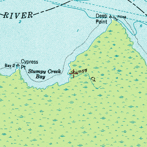 Topographic Map of Stumpy Creek, NC